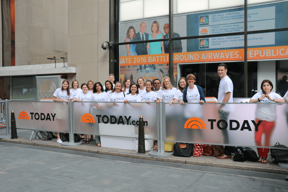 CRI staff wear white to white out cancer at the Today show