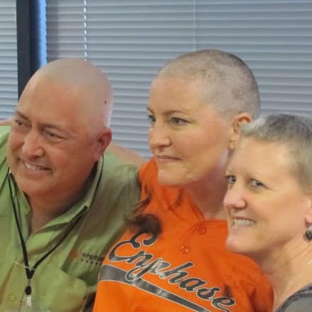 Enphase Energy team shaves their heads in support of a co-worker battling cancer