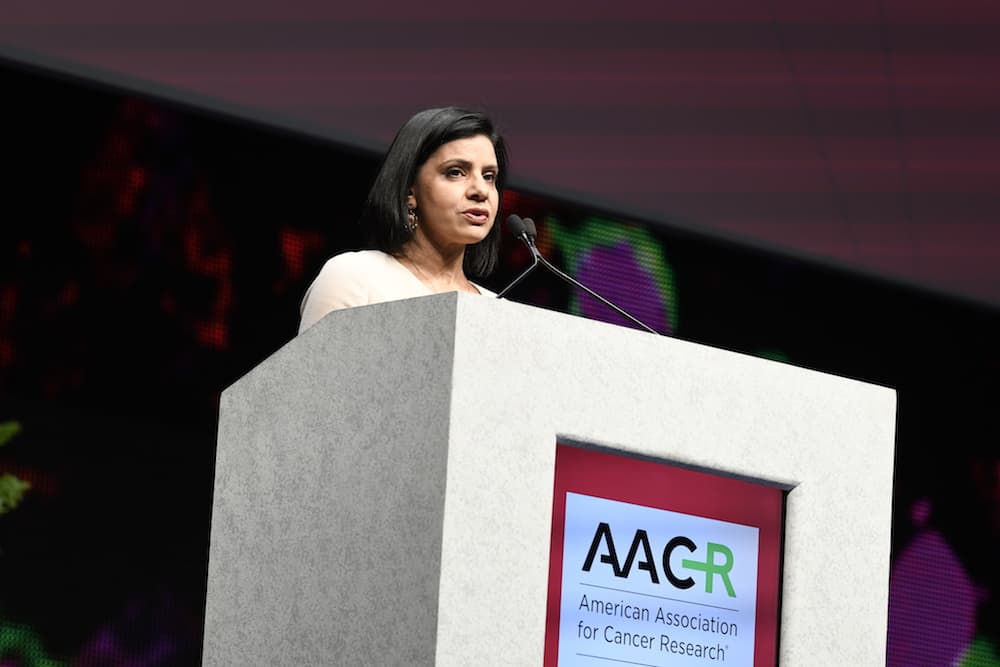 Leena Gandhi speaking at AACR18