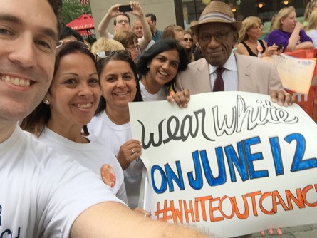 CRI group selfie with Al Roker at Today Show for White Out Cancer Day 2015