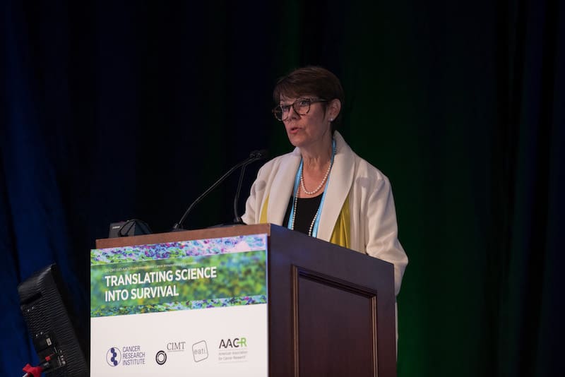 Jill O'Donnell-Tormey, PhD, speaking at CICON18. Photo by Arthur N. Brodsky, PhD