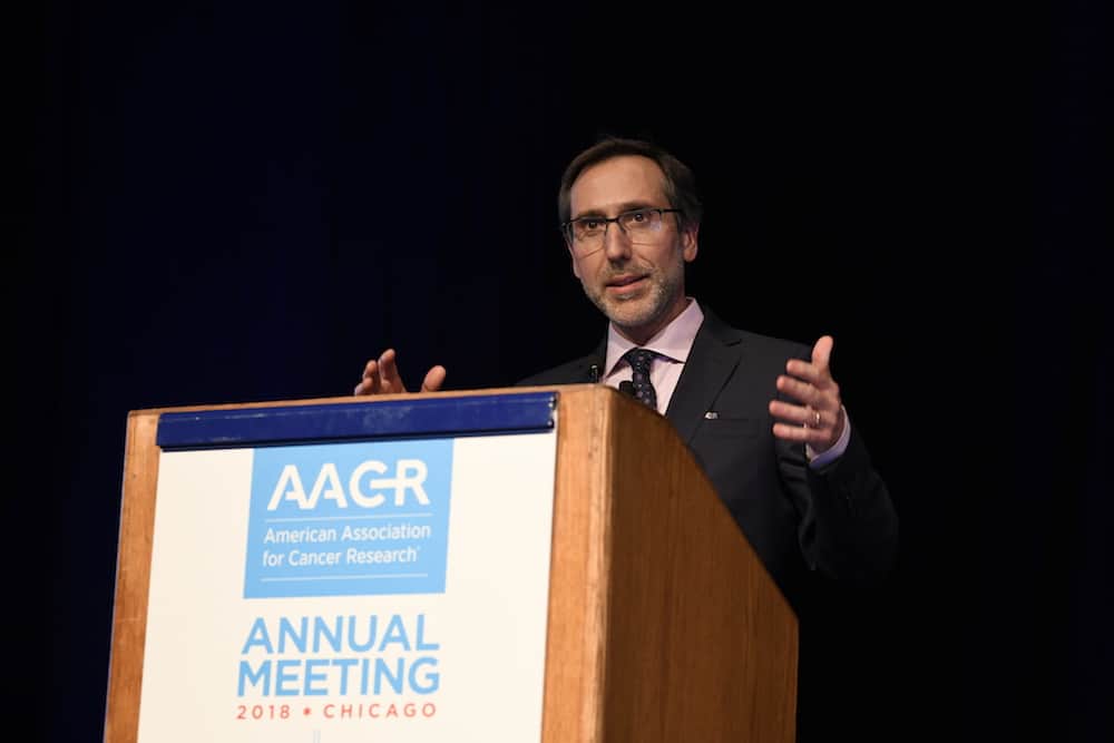 Antoni Ribas, MD speaking at his AACR-CRI Lloyd J. Old Award lecture