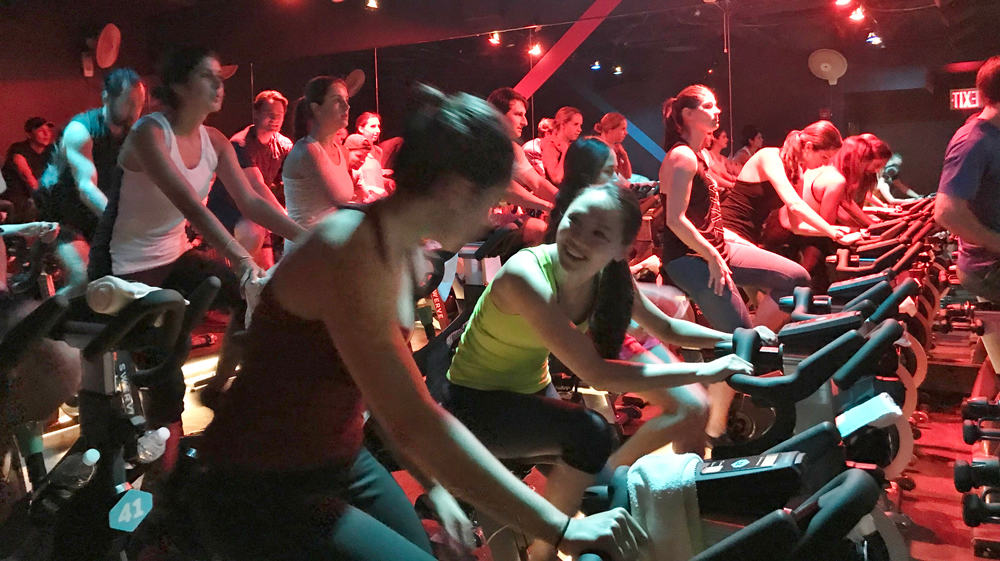 Bikes and Beers 2018 Fundraising Event Cyclists in Studio
