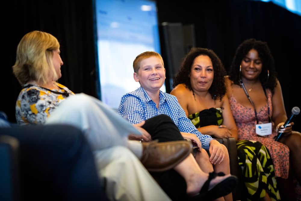 ​Denise (far left) and Cole (second from left) share their experiences on the Patient Perspectives Panel. Photo by Adrianne Mathiowetz