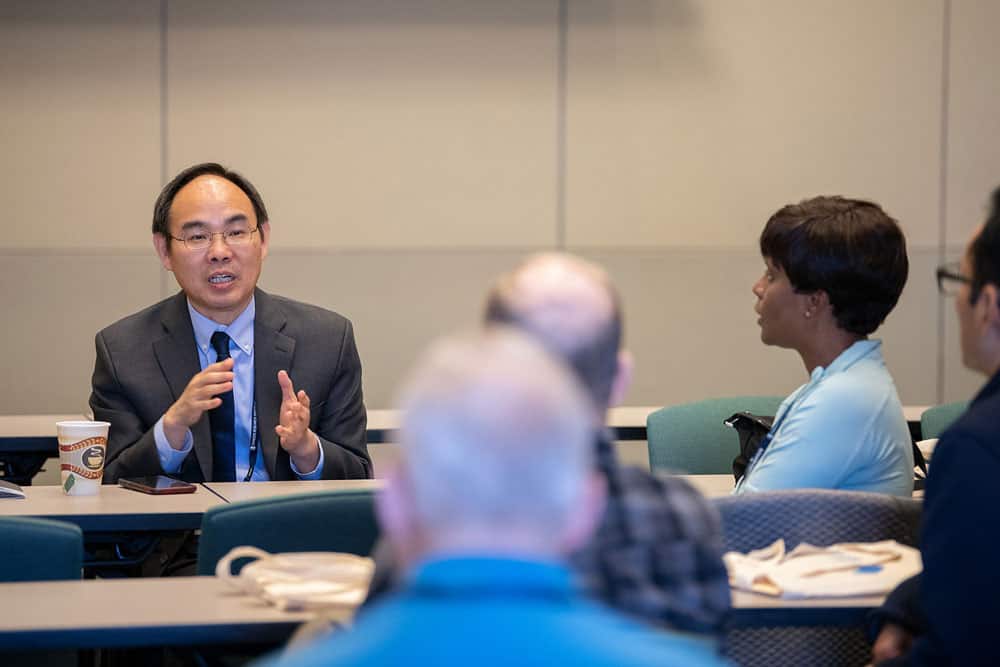Dr. Gao answers questions about relevant biomarkers in kidney and bladder cancer during the genitourinary cancer breakout session. Photos by Ranjani Groth