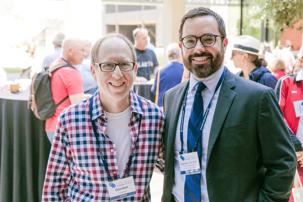 Gordon (L) and his oncologist Aaron M. Miller, MD, PhD (R) at the CRI Immunotherapy Patient Summit