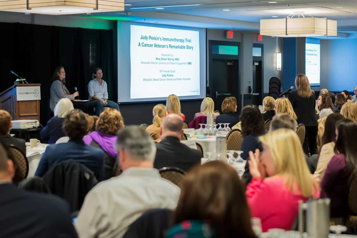 Judy Perkins in conversation with Mary Stober Murray, MBA, at the 6th Annual Patients As Partners U.S. Conference.