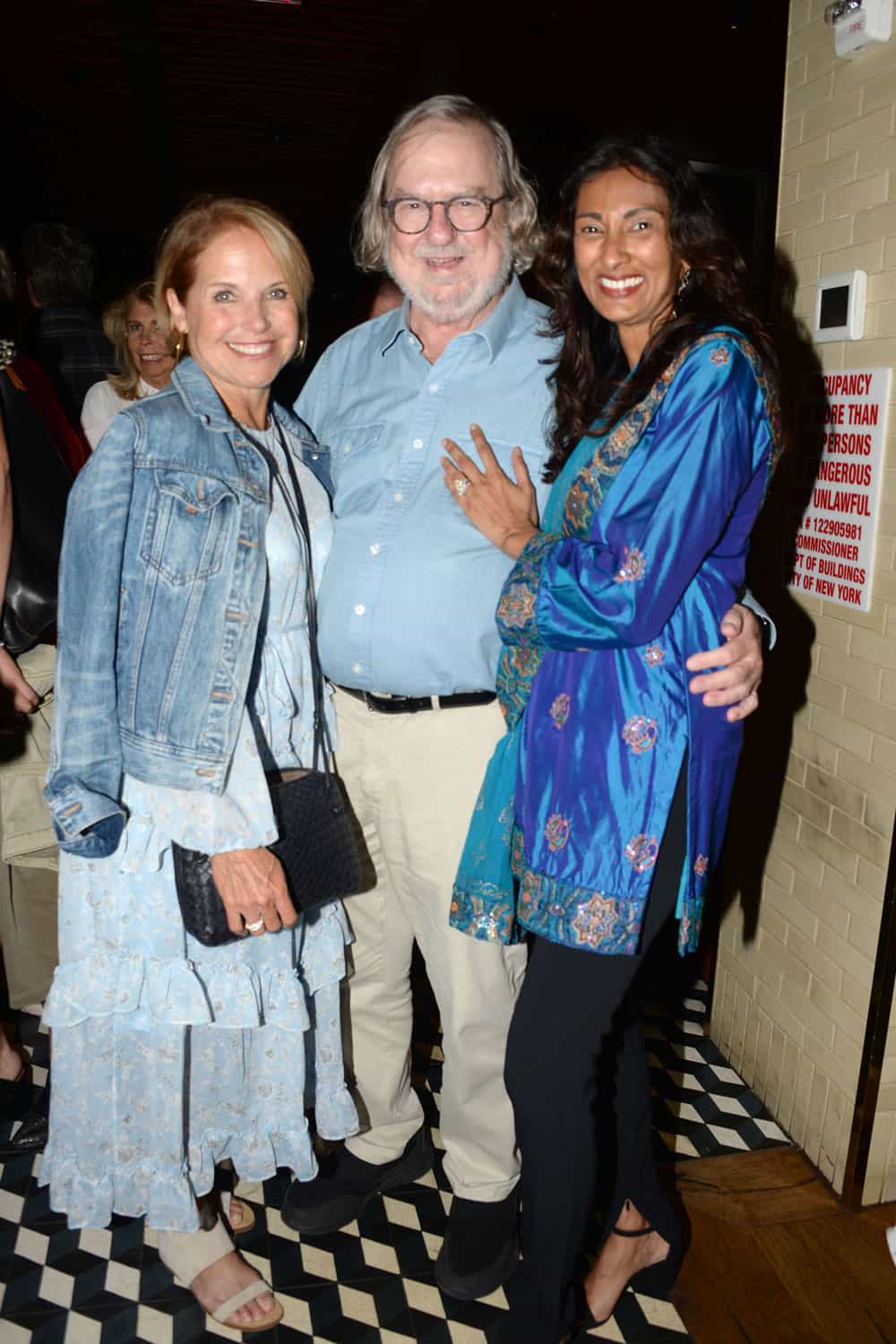 Advocate Katie COuric, Dr. Jim Allison, and Dr. Padmanee Sharma at a reception for "Jim Allison: Breakthrough" hosted by Dada Films with The Cinema Society in New York City. Photo by Paul Bruinooge/PMC. Courtesy of Uncommon Productions.