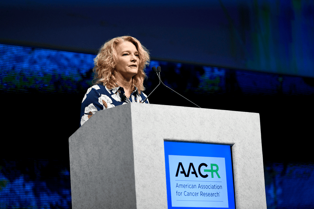 Elaine Mardis, PhD, speaking at AACR18