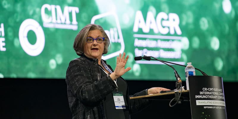 Ellen Puré, PhD, of the University of Pennsylvania, speaking at CICON19. photo by Arthur N. Brodsky, PhD