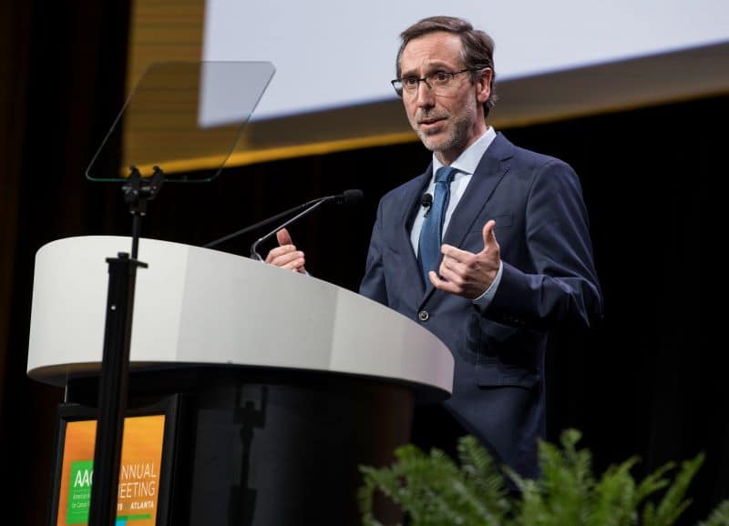 Antoni Ribas, MD, PhD, speaks at the 2019 annual meeting of the American Association for Cancer Research.
