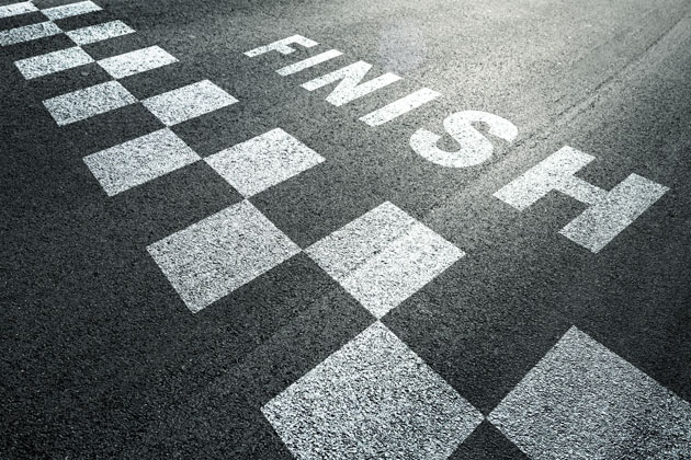 Finish line painted on a road