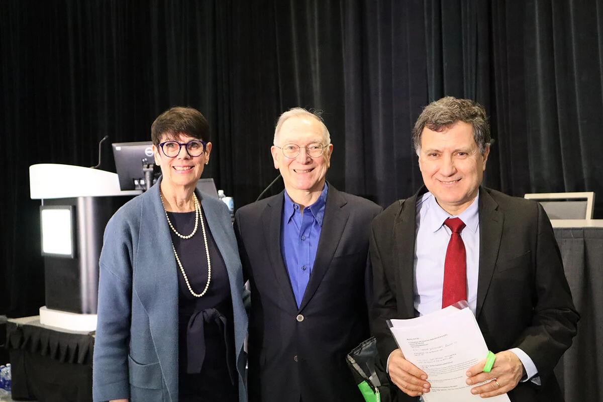 Web Award ceremony photo with Jill O’Donnell-Tormey, Gordon Freeman, and Iganacio Melero