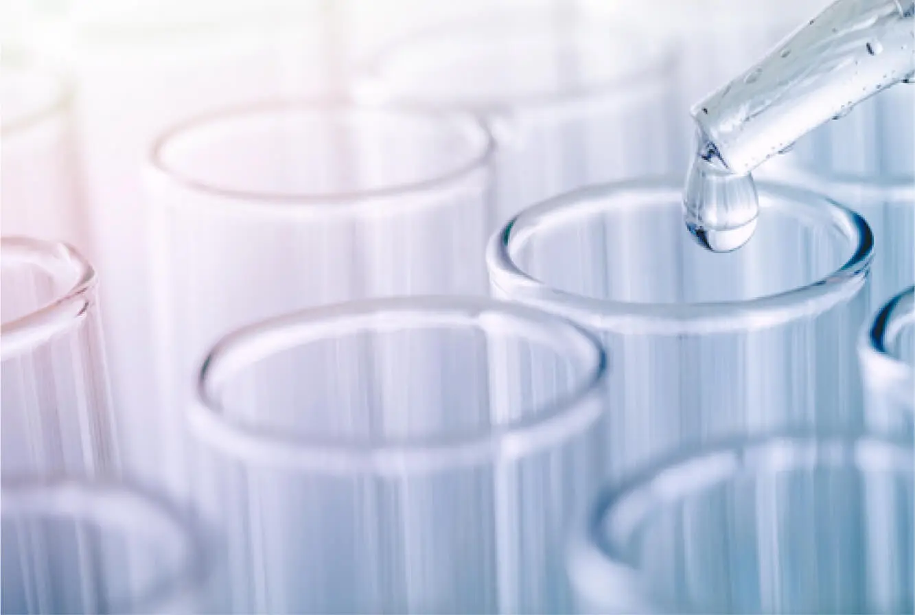 Close up of a group of test tubes