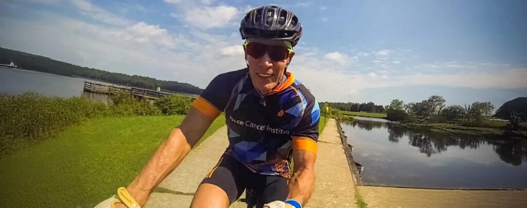 Tom Vibert riding a bike