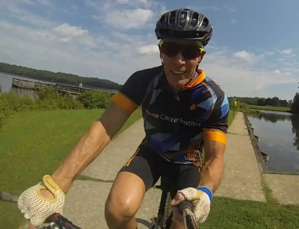 Tom Vibert riding a bike