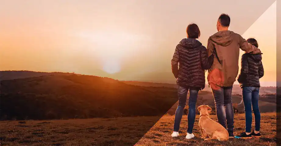 Family looking at a sunset