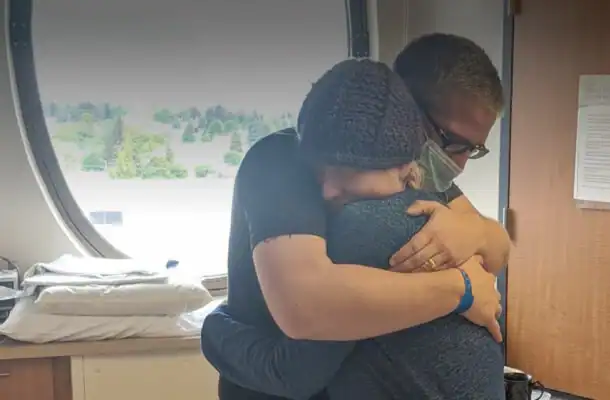 two people hugging
